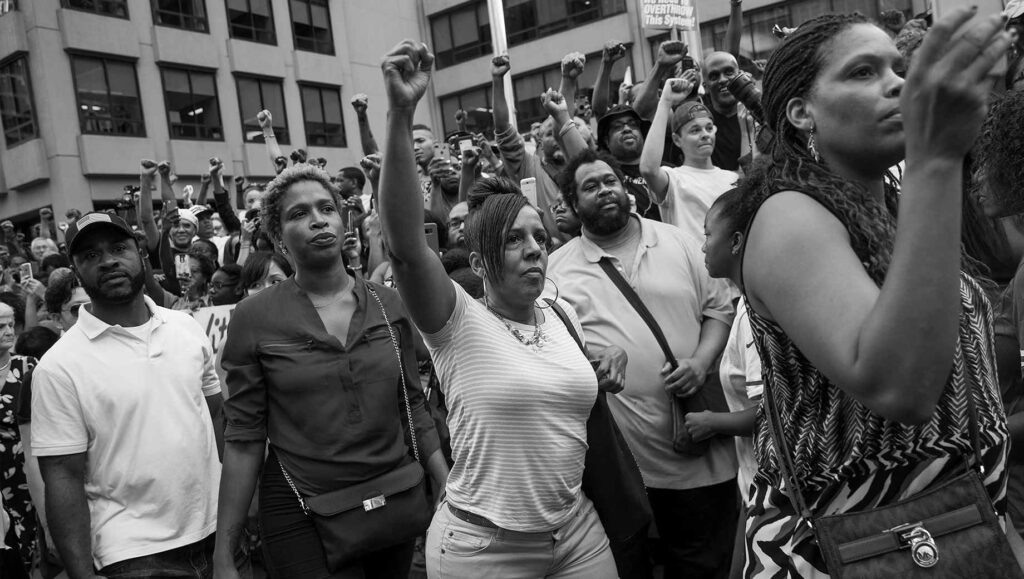 African Americans protesting