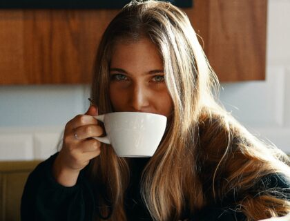 girl drinking coffee