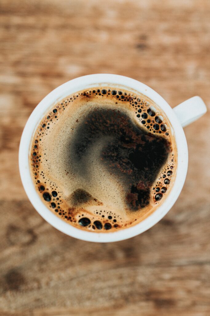 Close up of black coffee in a mug