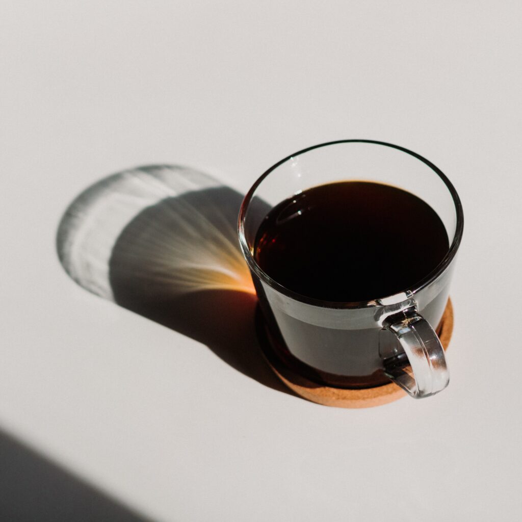 Black coffee on white counter