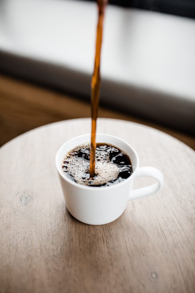 cup of black coffee on a table