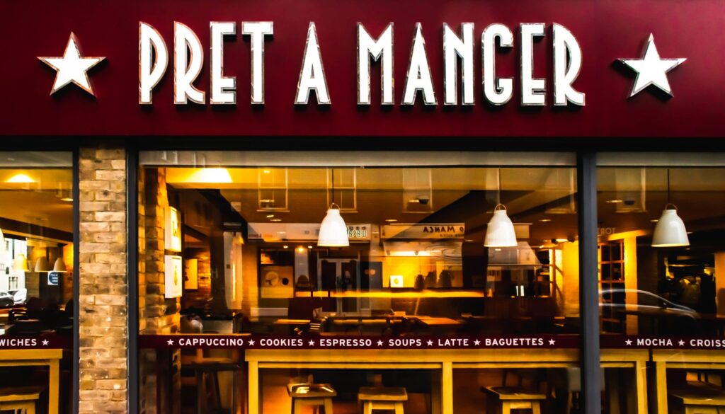 pret a manger banner infront of a shop