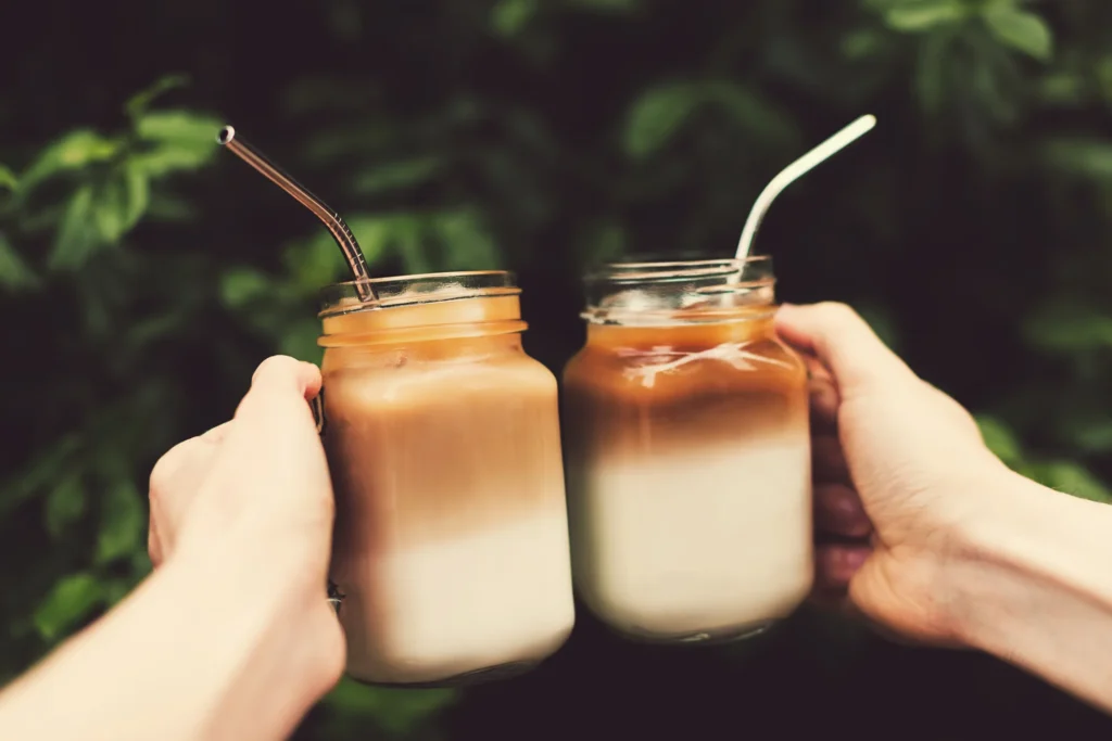 two jars of iced coffee